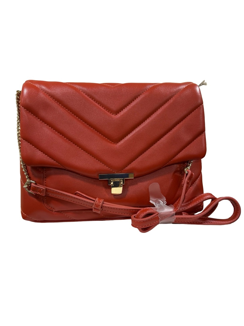 a new day Quilted Crossbody Bag in Coral Red with Gold Hardware